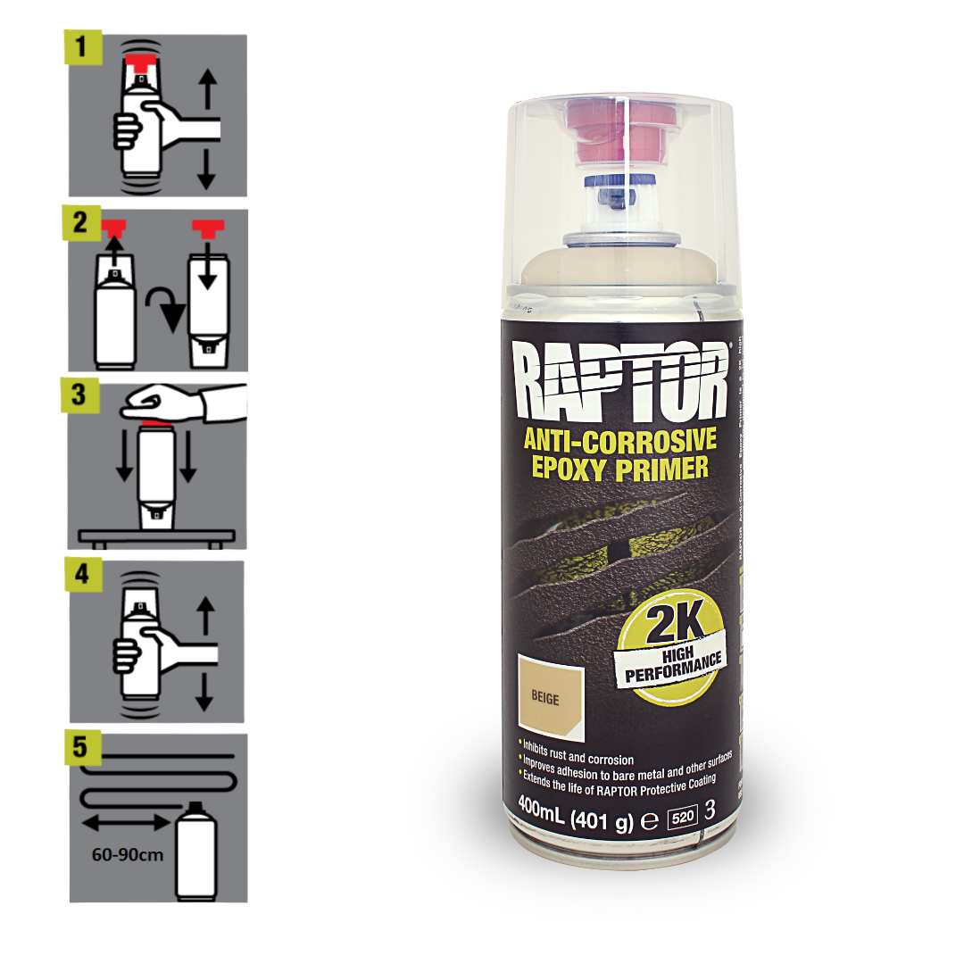 Raptor Anti-Corrosive Epoxy Primer Aerosol; 400ml; beige
