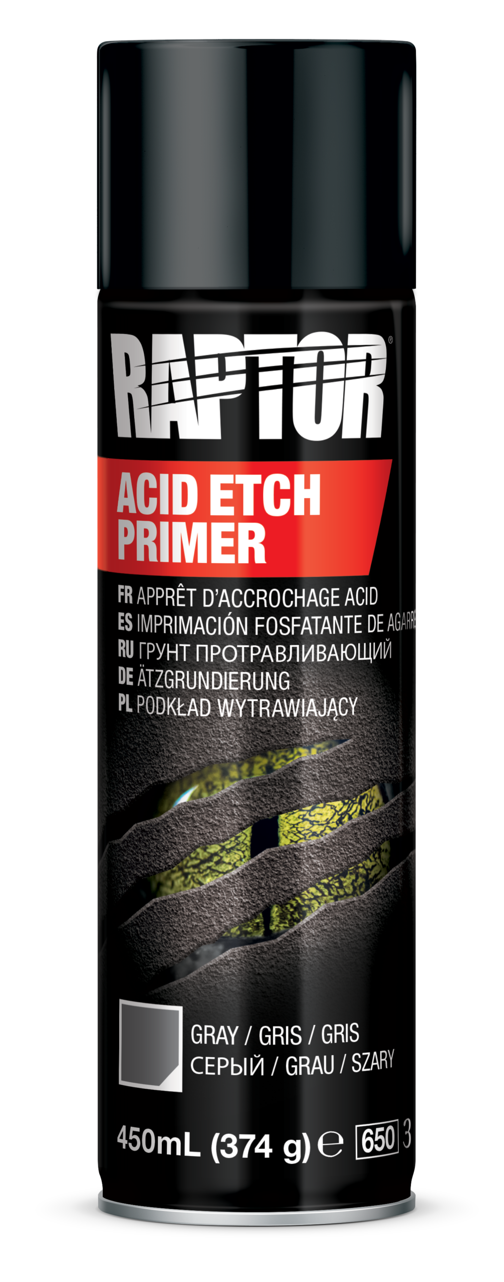 Raptor Acid Etch Primer Aerosol; 450ml; grey
