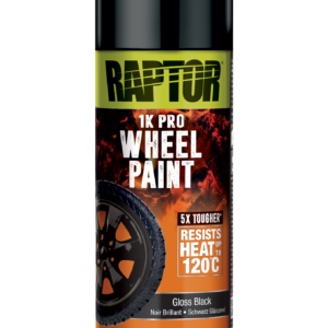 Raptor High Temp Wheel Paint 1K aerosol, 378ml, gloss black