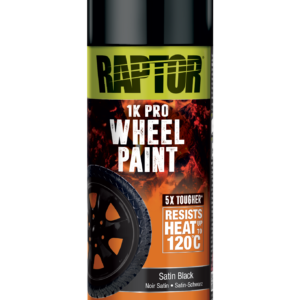Raptor High Temp Wheel Paint 1K aerosol, 378ml; satin black